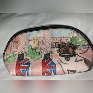 Izak Newyork Colorful Girl With Dog Print Cosmetic Bag
